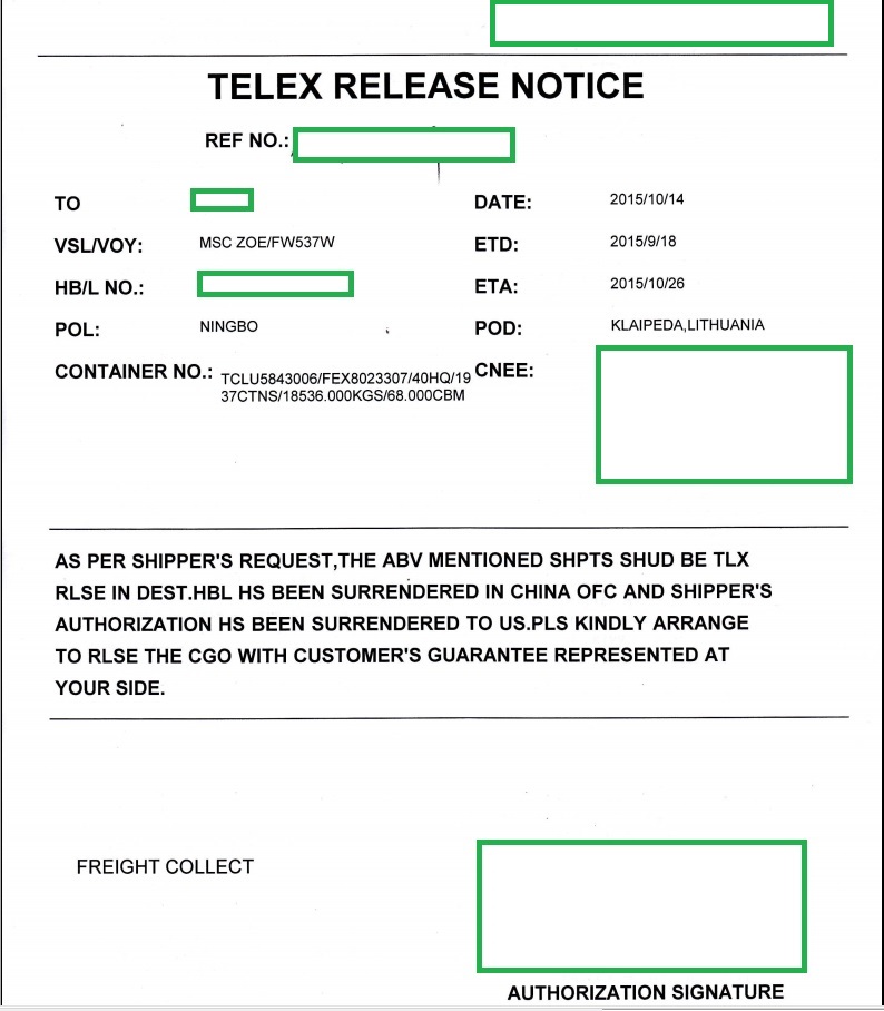 Ref dated. Как выглядит телекс релиз коносамента. Телекс на коносамент. Telex release. Release коносамент.